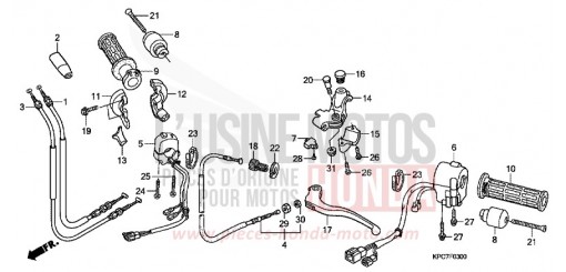 LEVIER DE GUIDON/COMMUTATEUR/CABLE XL125VB de 2011